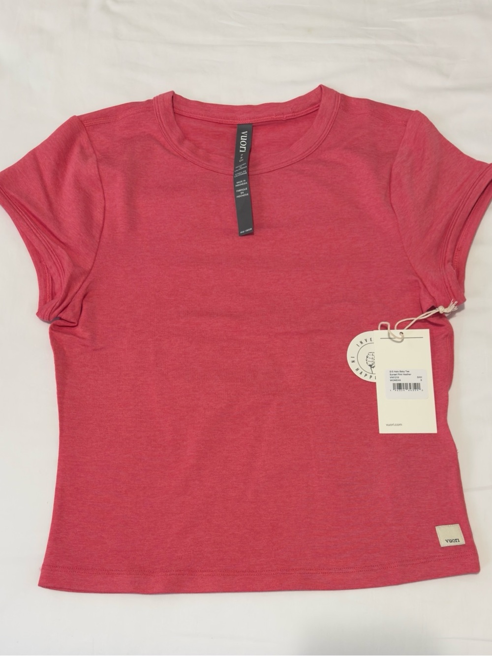Vuori Halo Baby Tee Sunset Pink Heather NEW